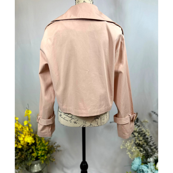 Elodie Eleanor Cropped Buckle Cuff Trench Coat Baby Pink size M - Picture 9 of 12